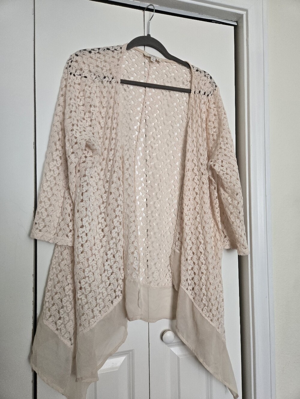 Ivory Lace Open-Front Women's Cardigan